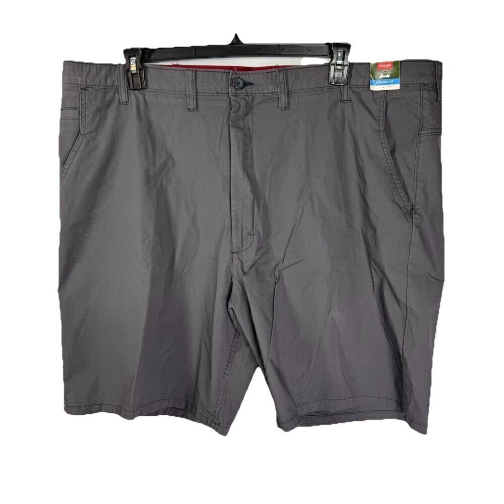Wrangler Straight Fit Shorts Mens 46 Dark Gray Outdoor Stretch Flat Front 9” NEW